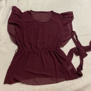 Elegant Purple Blouse Front Back or Side Tie
